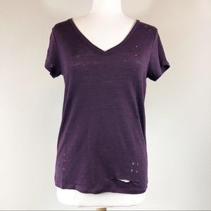 3 for $30! MLV Distressed T Shirt Maroon Destroyed